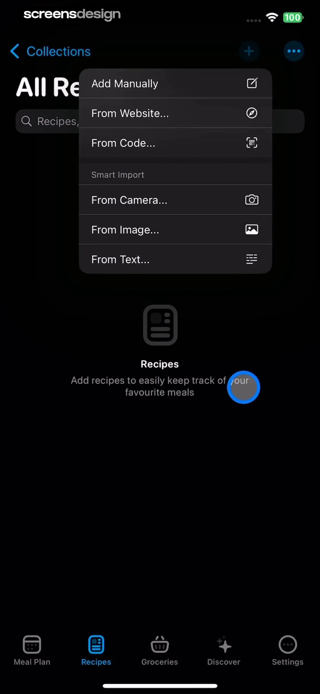 Crouton add menu with website, camera, image, and text.